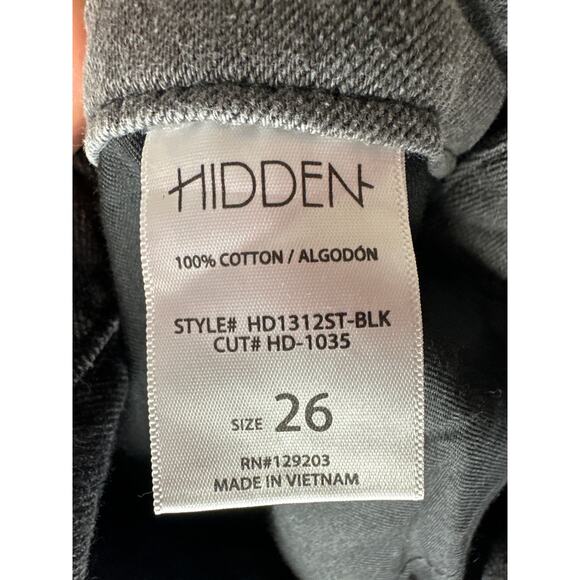 Hidden Jeans Tracey Straight Fit Black Two Tone Raw Hem Size 26 HD1312ST Denim - Picture 7 of 8